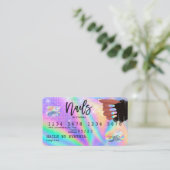 Holograph Credit Card Nail Tech Visitenkarte (Stehend Vorderseite)