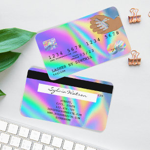 Holograph Credit Card Nail Tech Visitenkarte
