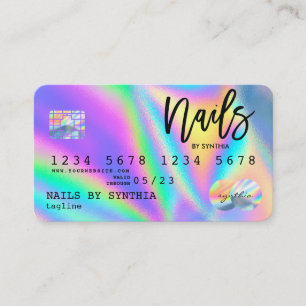 Holograph Credit Card Nail Tech Visitenkarte