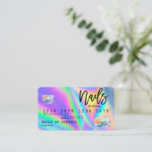 Holograph Credit Card Nail Tech Visitenkarte (Stehend Vorderseite)