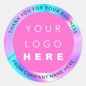 Holograph Custom Logo einfach modern rosa Dankesch Runder Aufkleber (Vorderseite)