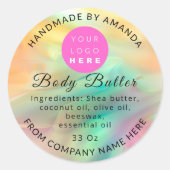 Holograph Custom Logo Name Body Butter. Scrub Runder Aufkleber (Vorderseite)