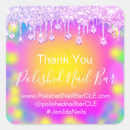 Holograph Danke Diamond Tropfen Nail Color Therapy Quadratischer Aufkleber