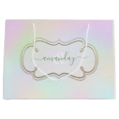 Holograph Gerahmt Royal Monogram Princess Pink Große Geschenktüte (Vorderseite)