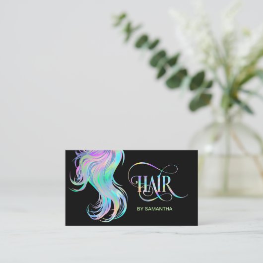Holograph Hair stylist typography haar extension Visitenkarte (Stehend Vorderseite)