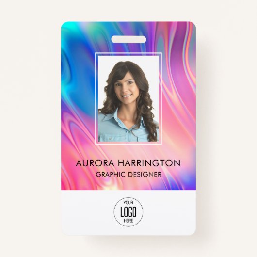 Holograph ID Card Modern Employee Foto Logo QR Ausweis (Vorderseite)