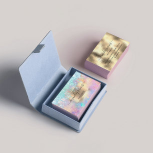 Holograph Makeup Boutique Shop Blue Glitzer Tropfe Visitenkarte