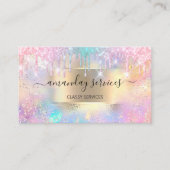 Holograph Makeup Boutique Shop Pink Glitzer Tropfe Visitenkarte (Vorderseite)
