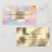 Holograph Makeup Gold Frame Boutique Shop Pink Visitenkarte (Vorne/Hinten)