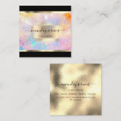 Holograph Makeup Gold Frame Boutique Shop Square Quadratische Visitenkarte (Vorne/Hinten)