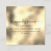 Holograph Makeup Gold Frame Boutique Shop Square Quadratische Visitenkarte (Rückseite)