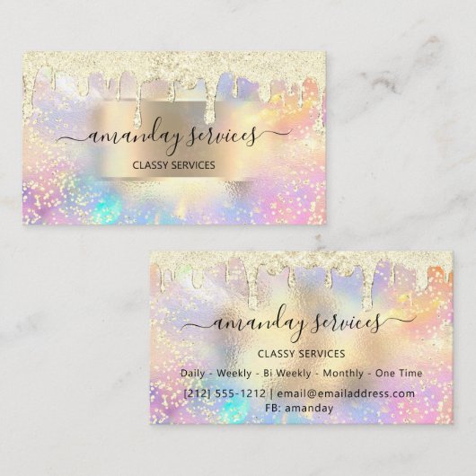 Holograph Makeup Lashes NAILS Boutique Gold Tropfe Visitenkarte (Vorne/Hinten)