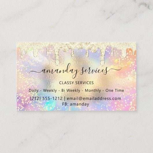 Holograph Makeup Lashes NAILS Boutique Gold Tropfe Visitenkarte (Rückseite)