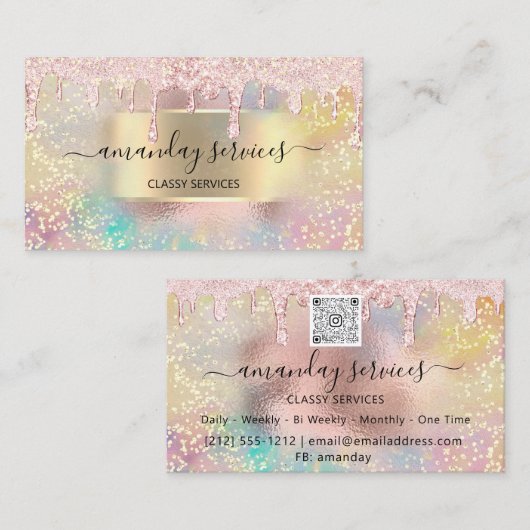 Holograph Makeup Lashes NAILS Studio Rose QRCode Visitenkarte (Vorne/Hinten)