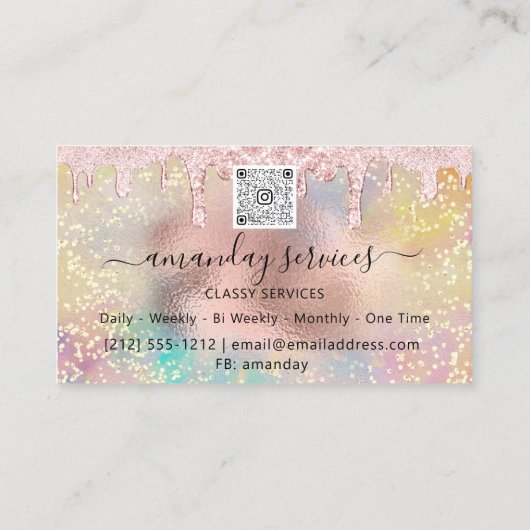Holograph Makeup Lashes NAILS Studio Rose QRCode Visitenkarte (Rückseite)