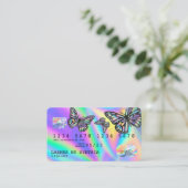 Holograph Modern Credit Card Monarch Butterfly Visitenkarte (Stehend Vorderseite)