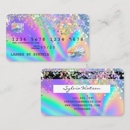Holograph Modern Credit Card Style Add Logo Visitenkarte (Vorne/Hinten)