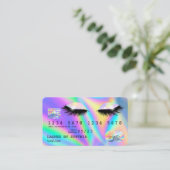 Holograph Modern Eyes Lashes Kreditkarte Visitenkarte (Stehend Vorderseite)