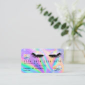 Holograph Modern Eyes Lashes Kreditkarte Visitenkarte (Stehend Vorderseite)