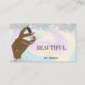 Holograph Nagelsalon Frau Hand Nägel Techniker b Visitenkarte (Vorderseite)