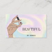 Holograph Nagelsalon Frau Hand Nägel Techniker b Visitenkarte (Vorderseite)