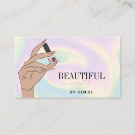 Holograph Nagelsalon Frau Hand Nägel Techniker b Visitenkarte