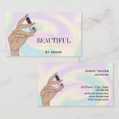 Holograph Nagelsalon Frau Hand Nägel Techniker b Visitenkarte (Vorne/Hinten)