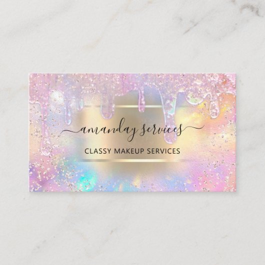 Holograph Online Shop Tropfen Makeup Artist QR Cod Visitenkarte (Vorderseite)