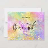 Holograph opal werden Sie meine Blume Mädchen? Einladung (Vorderseite)