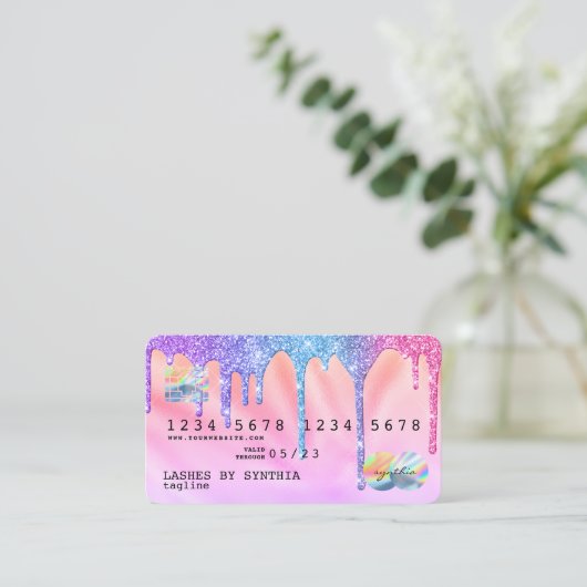 Holograph Pastel Modern Credit Card Style Visitenkarte (Stehend Vorderseite)