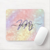 Holograph Pastel Ombre Name Monogram. Lux Mousepad (Mit Mouse)
