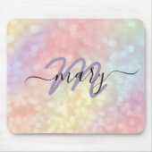 Holograph Pastel Ombre Name Monogram. Lux Mousepad (Vorne)