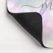 Holograph Pastel Ombre Name Monogram Unicorn Mousepad (Ecke)