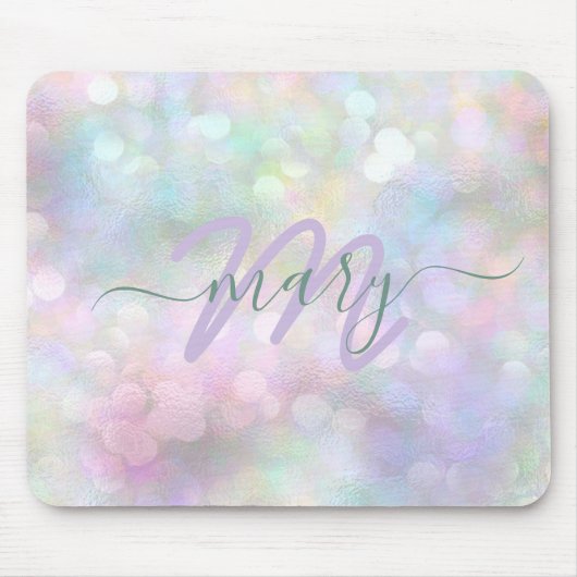 Holograph Pastel Ombre Name Monogram Unicorn Mousepad (Vorne)
