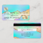 Holograph Pastel rainbow agon unicorn Kreditkarte Visitenkarte (Vorne/Hinten)