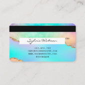 Holograph Pastel rainbow agon unicorn Kreditkarte Visitenkarte (Rückseite)