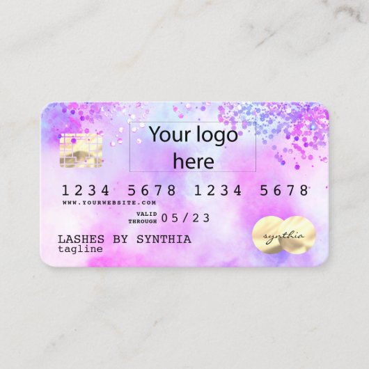Holograph Pastel unicorn Modern Credit Card LOGO Visitenkarte (Vorderseite)