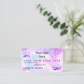 Holograph Pastel unicorn Modern Credit Card Logo Visitenkarte (Stehend Vorderseite)