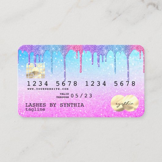 Holograph Pastel unicorn Modern Credit Card LOGO Visitenkarte (Vorderseite)