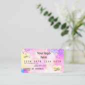 Holograph Pastel unicorn Modern Credit Card LOGO Visitenkarte (Stehend Vorderseite)