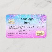 Holograph Pastel unicorn Modern Credit Card LOGO Visitenkarte (Vorderseite)