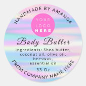 Holograph QR Code Logo Name Body Butter Kosmetik Runder Aufkleber (Vorderseite)