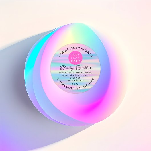 Holograph QR Code Logo Name Body Butter Kosmetik Runder Aufkleber