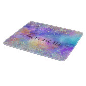 Holograph Script Glam Glitzer Opal Schneidebrett (Ecke)
