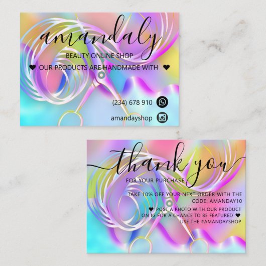 Holograph Shop Vielen Dank für den Rabatt Code Haa Visitenkarte (Vorne/Hinten)