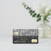 Holograph silver Glitzer Moderne Kreditkarte Visitenkarte (Stehend Vorderseite)