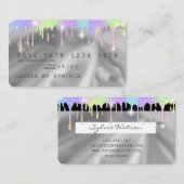 Holograph Silver Unicorp Dripping Credit Card Lash Visitenkarte (Vorne/Hinten)