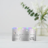 Holograph Silver Unicorp Dripping Credit Card Lash Visitenkarte (Stehend Vorderseite)