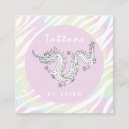 Holograph Tiger Stripe White Dragon Tattoo Artist Quadratische Visitenkarte