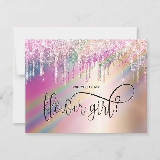 Holograph-Tropfen werden Sie meine Blume Mädchen s Einladung (Vorderseite)